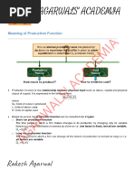 Economics Production and Cost Notes