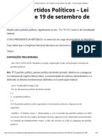 Lei Dos Partidos Políticos - Lei Nº 9.096, de 19 de Setembro de 1995 - Tribunal Superior Eleitoral