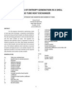 Minimization of Entropy Generation in A Shell and Tube Heat Exchanger