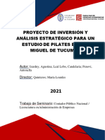 Proyecto de Inversión y Análisis Estratégico para Un Estudio de Pilates en San Miguel de Tucumán