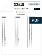 Milestone Test - 03 - Answer Key