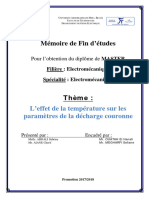 L'effet de La Température Sur Les Paramètres de La Décharge Couronne.