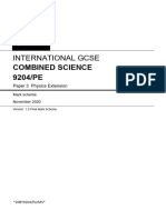 International Gcse Combined Science 9204 Physics Ext Mark Scheme 1 Nov20