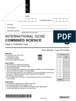 9204 Question Paper International Gcse Combined Science Chemistry Core Jun22