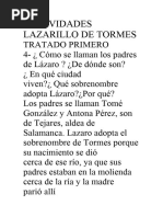 Actividades Lazarillo de Tormes