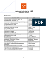 Academic Calendar For 2025