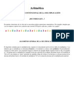 Aritmética: Algoritmo Convencional de La Multiplicación