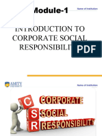 Module-1 Introduction To Corporate Social Responsibility: Name of Institution