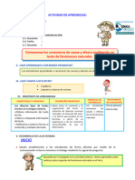 D1 A1 SESION COM. Conocemos Los Conectores de Causa y Efecto Analizando Un Texto de Fenómenos Naturales.