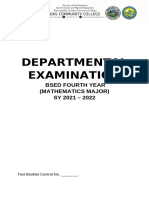 (Math) BSED 4 - OCC Depart Exam