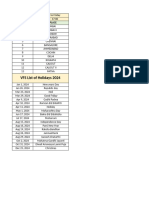 Biometric - VFS Office Address & Leave Calendar LIST