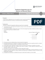 Prueba Diagnostica 2do Grado MATEMATICAS