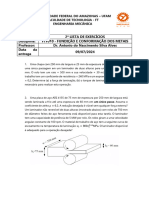 Lista 2 - Fundição