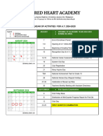 Calendar of Activities For 2024-2025