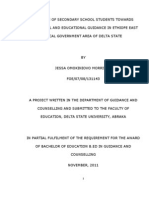 Attitude of Secondary School Students Towards Vocational and Educational Guidance in Ethiope East Local Government Area of Delta State