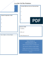 Causes of The Civil War Worksheet