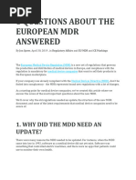 8 Questions About The European MDR Answered