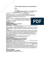 Minuta de Constitucion de Empresa Individual de Responsabilidad Limitada e