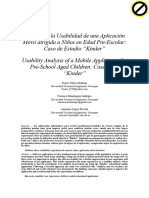 Análisis de La Usabilidad de Una Aplicación Móvil Dirigida A Niños en Edad Pre-Escolar: Caso de Estudio "Kinder"