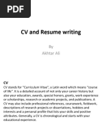 CV and Resume Writing