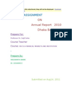 ON Annual Report 2010 Dhaka Bank: Assignment