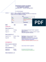 Spring Semester 2011 - Summer Semester 2013: Registrar'S Events Calendar (Not Intended For Students)