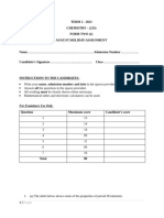 CHEMISTRY - FORM 2 - Holiday Assignment