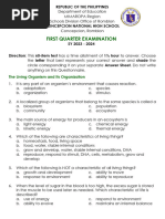 First Quarter Examination - General Biology 1