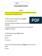 Grade 4 English Final Exam