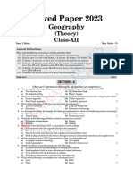 CBSE XII Geography Paper-2023