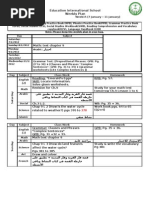 Education International School Weekly Plan: Arabic