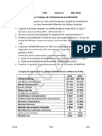 Exercice Sur L'analyse de L'activité Et de La Profitabilité