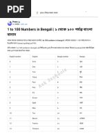 1 To 100 Numbers in Bengali