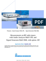 Measurements On RF Radio Tuners With Audio Analyzer R&S UPL and Signal Generator R&S SML With Option - B5