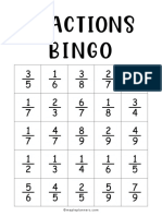 Fractions Bingo 1