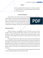 Nature and scope of investment management-financial and economic- meaning of investment. Importance of investments - factors favorable for investments-investment media- features of investment programme – risk - different types of risk