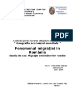 Fenomenul Migratiei in Romania Migratia Cercetatorilor Romani