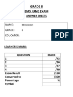 Accounting Grade 8 Memorandum