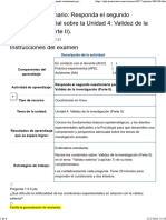 Examen (AAB01) Cuestionario Responda El Segundo Cuestionario Parcial Sobre La Unidad 4 Validez de La Investigación (Parte II) .