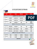 Horario de Sexto Grado de Primaria: N.º Hora Lunes Martes Miércoles Jueves Viernes