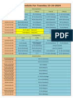 Classes Schedule For 15-10-2024