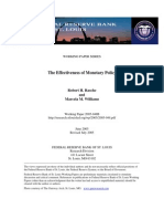 The Effectiveness of Monetary Policy: Working Paper Series