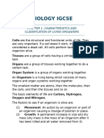 Chapter 1 - Characteristics and Classification of Living Organisms (Notes) (BIOLOGY IGCSE)