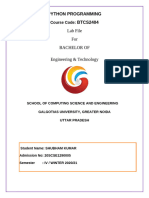 Python Lab File Shivang