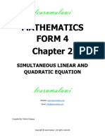 2 Simultaneous Linear and Quadratic Equations