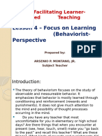 Lesson 4 Focus On Learning Behaviorist Perspective