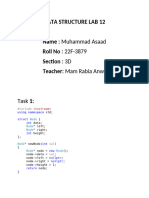 Muhammad Asaad 22F-3879 3D Mam Rabia Anwar: Data Structure Lab 12 Name: Roll No: Section: Teacher