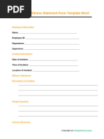 Employee Witness Statement Form Template Word