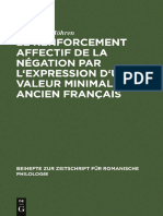 Le Renforcement Affectif de La Négation Par Lexpression Dune Valeur Minimale en Ancien Français (Frankwalt Mohren)