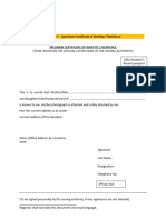 Specimen Certificate of Identity or Residence